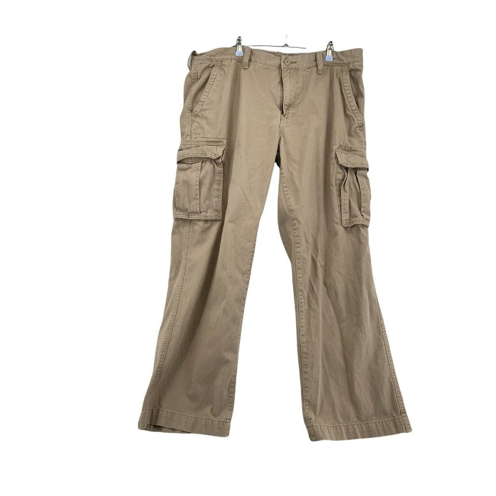 SONOMA Pants Men's Khaki Canvas Cargo Pockets Pants Brown Size 38/32